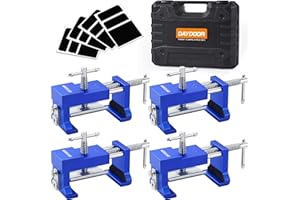 DAYDOOR Professional Cabinet Clamps 4 Pack, Heavy-Duty Cast Steel, Integrated Drill Guide & EVA Protection, Face Frame Alignment Tool for Cabinet Installation & Woodworking, Blue