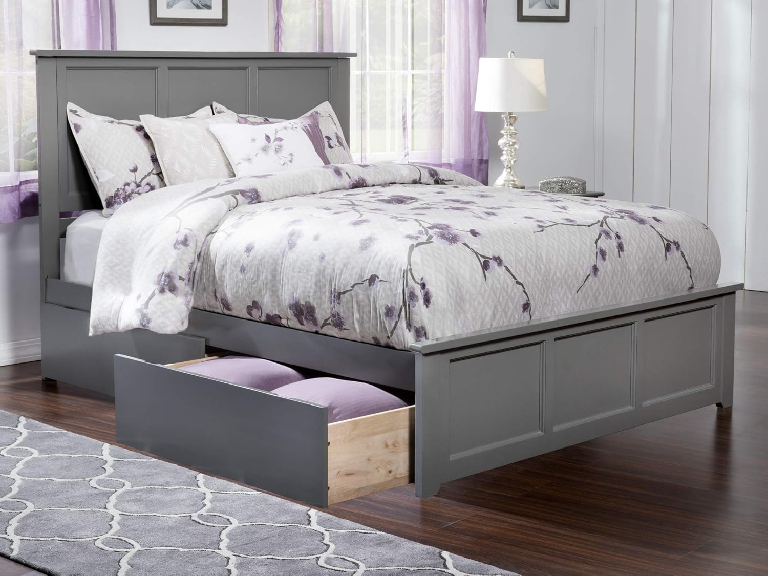 Atlantic Furniture Platform Bed, Queen, Grey