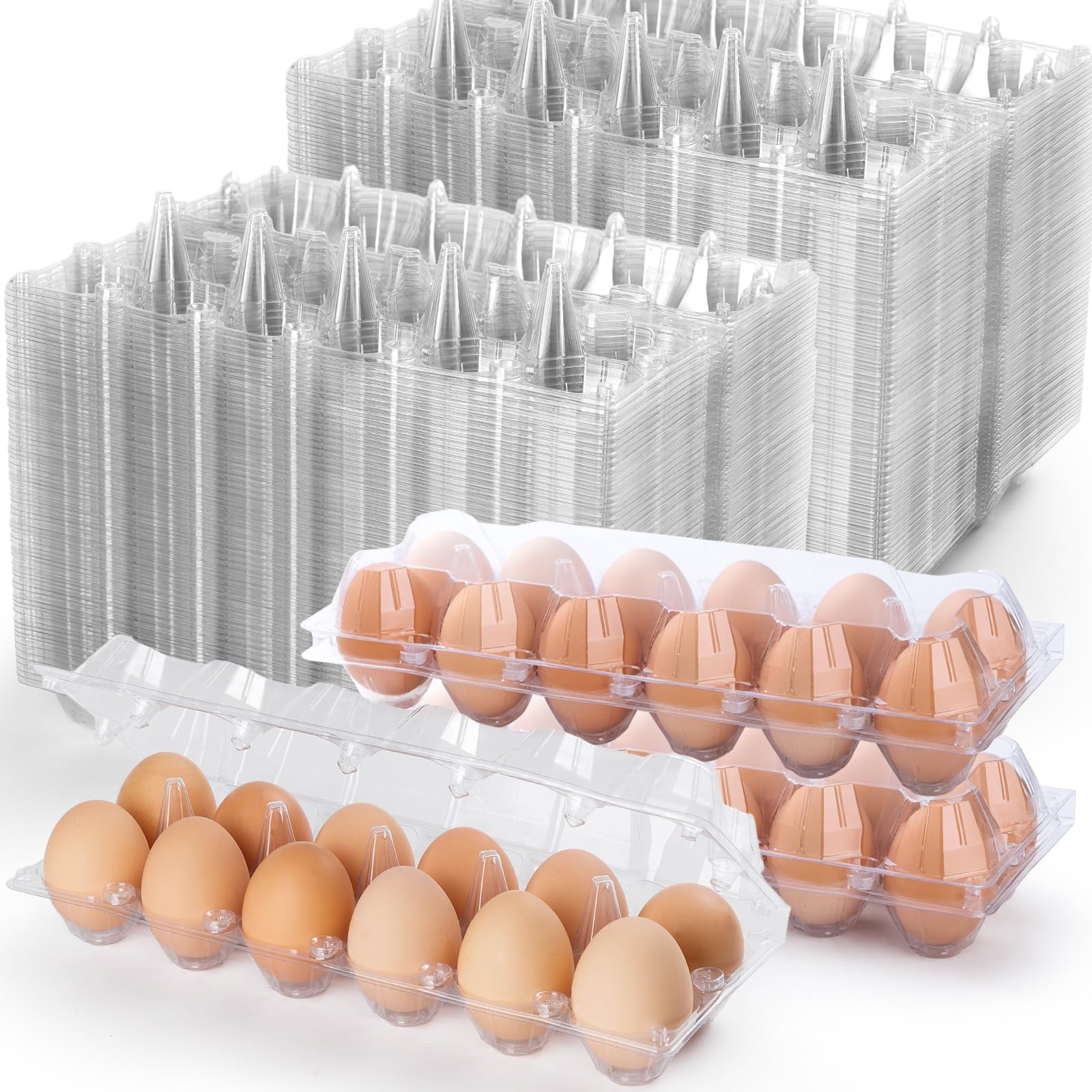 Photo 1 of 100 Pack Egg Cartons 12 Count, Clear Egg Cartons Cheap Bulk for Chicken Eggs, Plastic Egg Holder Egg Container for Fresh Eggs, Reusable Egg Cartons Bulk for Family, Chicken Farm and Markets, Medium