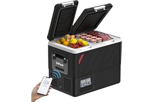 Setpower DT45 Car Refrigerator with APP Control, 48QT(45L) Electric Cooler Dual Zone Fridge Freezer, 12V Refrigerator Portable Freezer for Camping, Travel, Road Trip