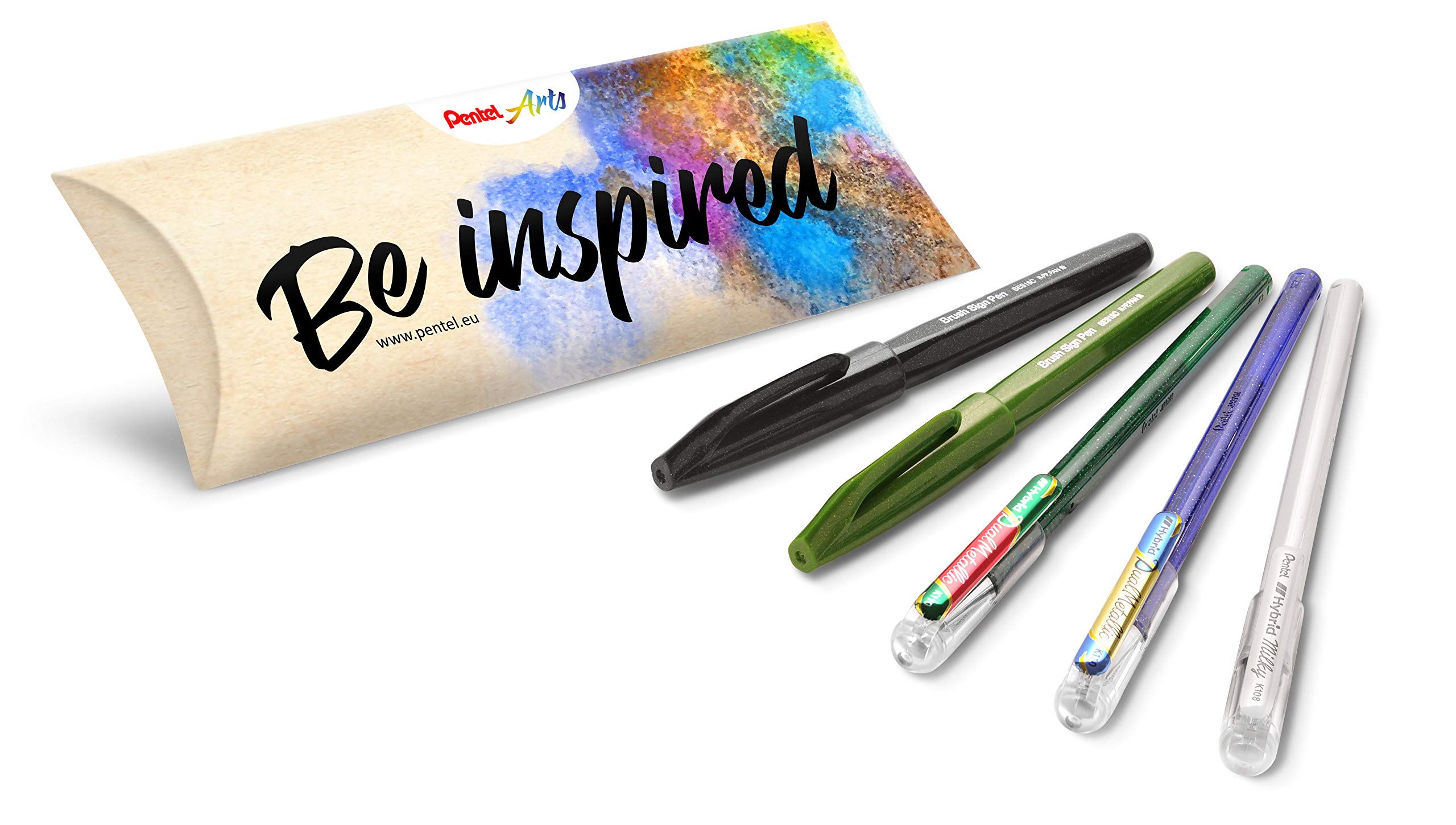 Pentel Creative Set of 5 Ideal for Hand Lettering, Bullet Journal, Greeting Cards and Much More, Ideal for Christmas Time