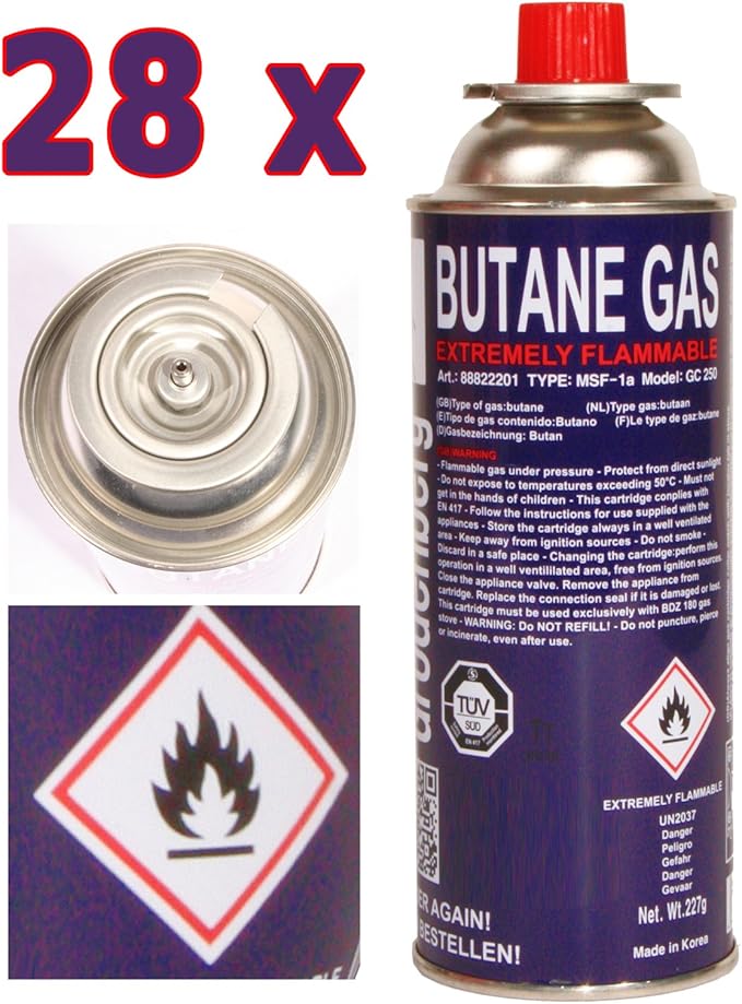 28x Gas Cartridge 227g Butane Gas Cartridges MFS 1 A for Gas Burner