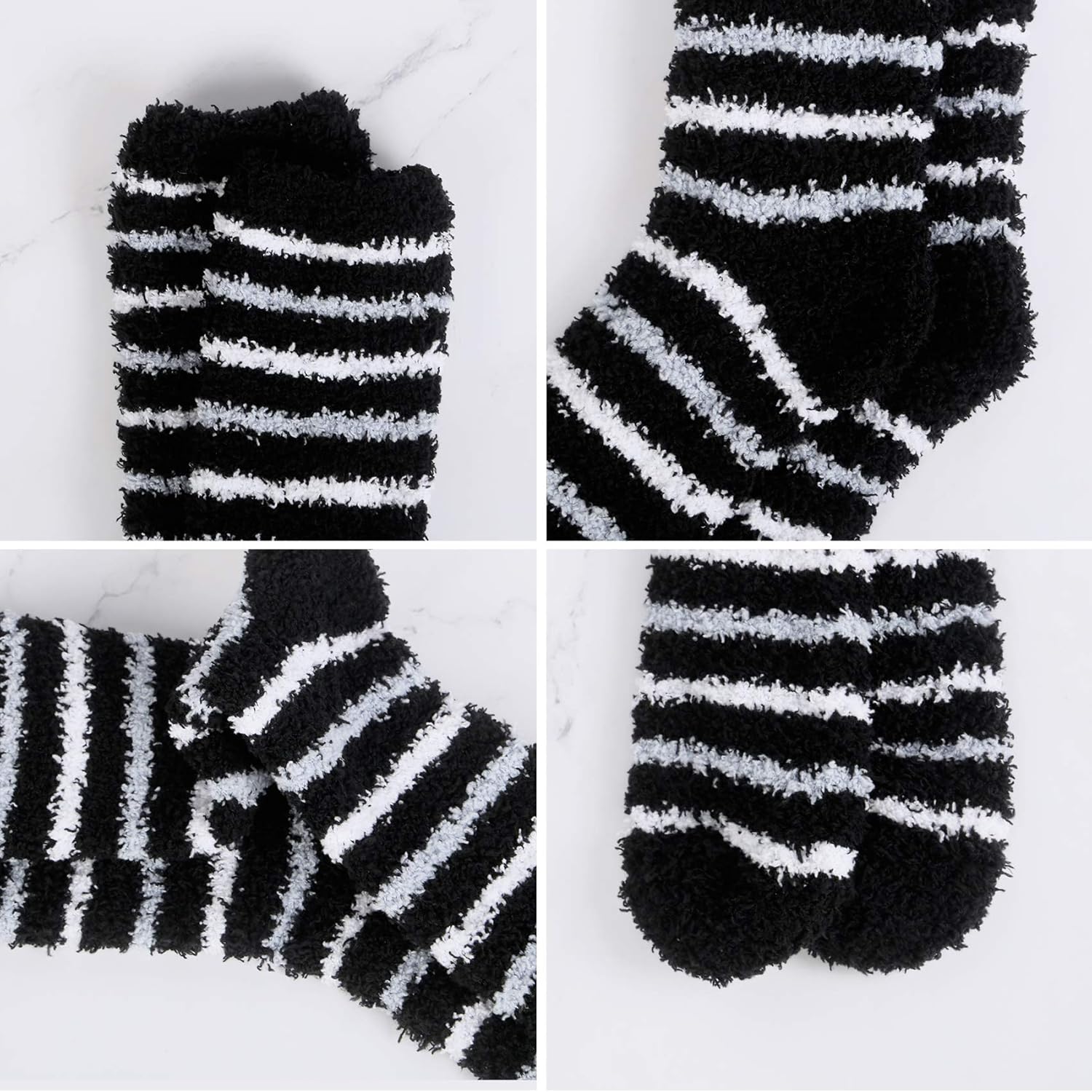 5 Pairs Mens Fluffy Slipper Socks, Thermal Comfy High Elasticity Sock