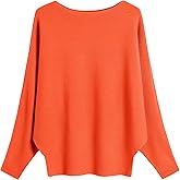 MAKARTHY Womens Striped Sweaters Batwing Sleeves Knitted Dolman Pullovers Tops Sweatershirts