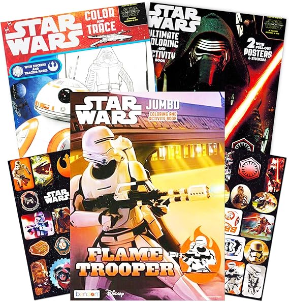 Amazon Com Star Wars Coloring Book Super Set With Stickers And Posters 3 Jumbo Books Over 200 Pages Total 2 Posters Over 30 Stickers Toys Games