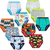 BIG ELEPHANT 10-Packs Training Underwear Absorbent Toddler Potty Trained Pants for Boys and Girls, 12 Months - 9 Years
