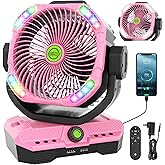 TDLOL 45000mAh Rechargeable fan for Bedroom, Battery Powered Oscillating Fan with Remote, Large Powerful Airflow Battery Operated Fans Portable Quiet Outdoor Table Cordless Fan Christmas Decorations