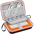 Lacdo Hard Drive Carrying Case for LaCie Rugged Mini/Rugged External Hard Drive Portable HDD 1TB 2TB 4TB 5TB USB 3.0 2.0 Hard EVA Shockproof Protective Storage Holder Travel Bag, Black+Orange