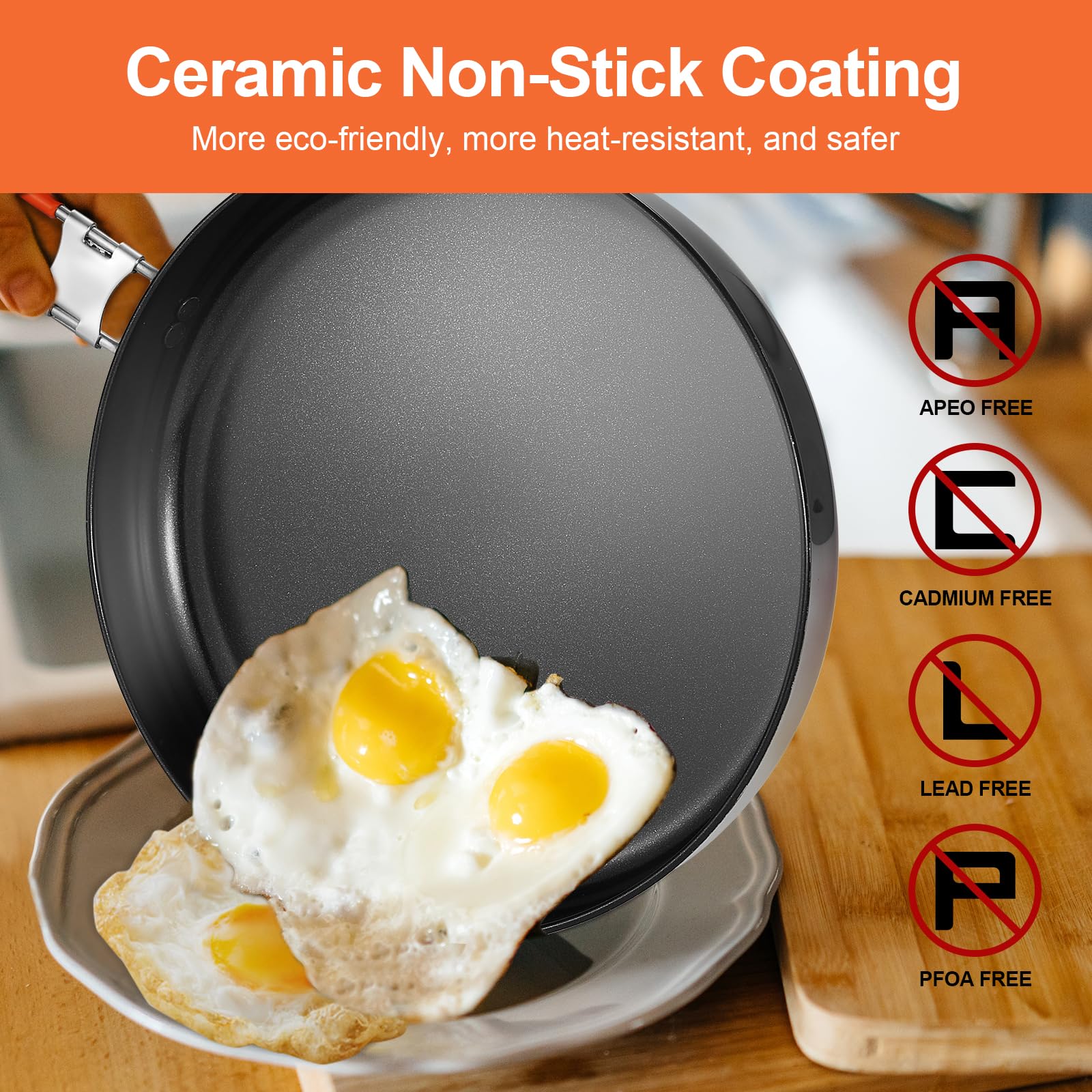 Odoland 10pcs Camping Geschirr Set mit klappbarem Campingkocher, keramisches Antihaft-Kochset mit Teller, Schüssel, Gabel, Messer, Löffel für Camping, Rucksacktourismus, Wandern und Picknicks 6