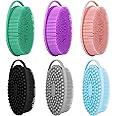 Soft Silicone Body Scrubber 6 PCS Silicone Body Shower, Silicone Loofah 2 in 4 Bath and Shampoo Brush, Body Scrubber Shower Cleaning Exfoliating Use for Sensitive Skin, Lather Well