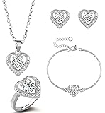 Paxuan Love Heart Women Wedding Jewelry Set for
