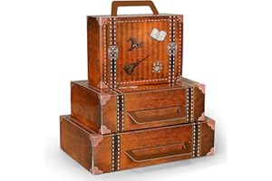 Weekgrat 6 Pcs Large Magical Themed Christmas Under Tree Decor Box Travel Suitcase Travel Party Decor Paperboard Fantasy Themed Suitcases Gift Box Decorative with Magical Elements Decorations