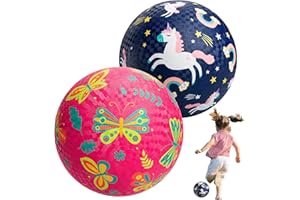 U&C Planet 2 Pack Playground Balls for Toddler Kids, 6 inch 8.5 inch Cartoon Rubber Balls with Pump, Dodgeball Kickball for Outdoor & Indoor Game, Great Gift for Boys Girls Aged 1 and Above