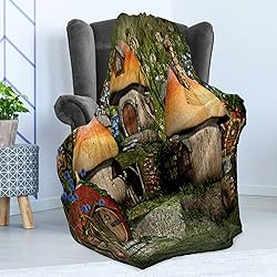 Ambesonne Forest Throw Blanket, Woodland Cottages