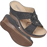 TEMOFON Womens Wedge Sandals Leather: Casual Dressy
