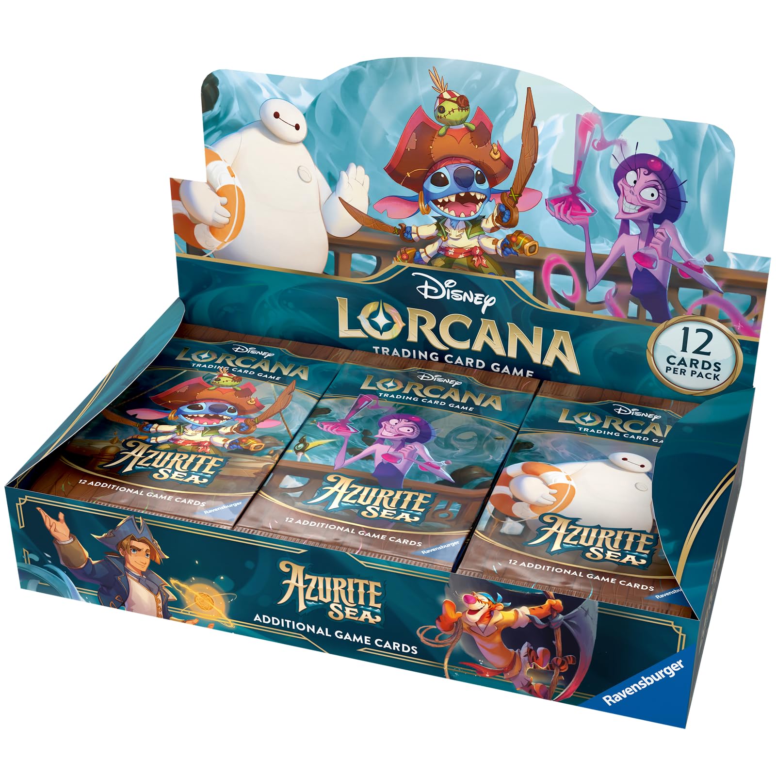 Azurite Sea Lorcana Set | Disney Trading Cards Booster Packs | Featuring Stitch, Baymax, Yzma and Moana | Newest Set of Lorcana Cards for Collectors, Enthusiasts and Children over 6