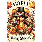 Fall Thanksgiving Turkey Garden Flag 12 x 18 inch Double Sided Outside decorations,Fall Harvest Flowers Small Garden Flags For Outdoor Yard Lawn