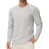Cotrasen Mens Long Sleeve Shirt Cotton Crew Neck Soft Moisture Wicking Tee Shirts Casual Basic Tees