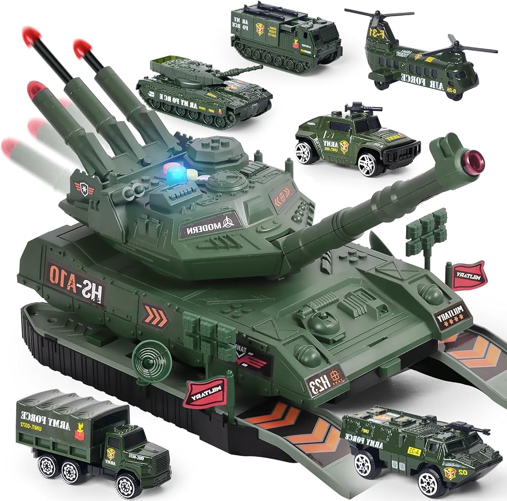 KADAYAYA Army Tank Toy Boys Diecast Military Vehicles Sound Light Missile