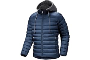 ZITY Men's Puffer Jacket Lightweight Winter Warm Jackets Quilted Hoodie Water Resistant Zip Up Insulated Puffy Coat with Hood