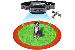 WIEZ Dog Fence Wireless, GPS Dog Fence System for Outdoor,Electric Dog Fence, Range 65-3280 ft, Adjustable Warning Strength, 