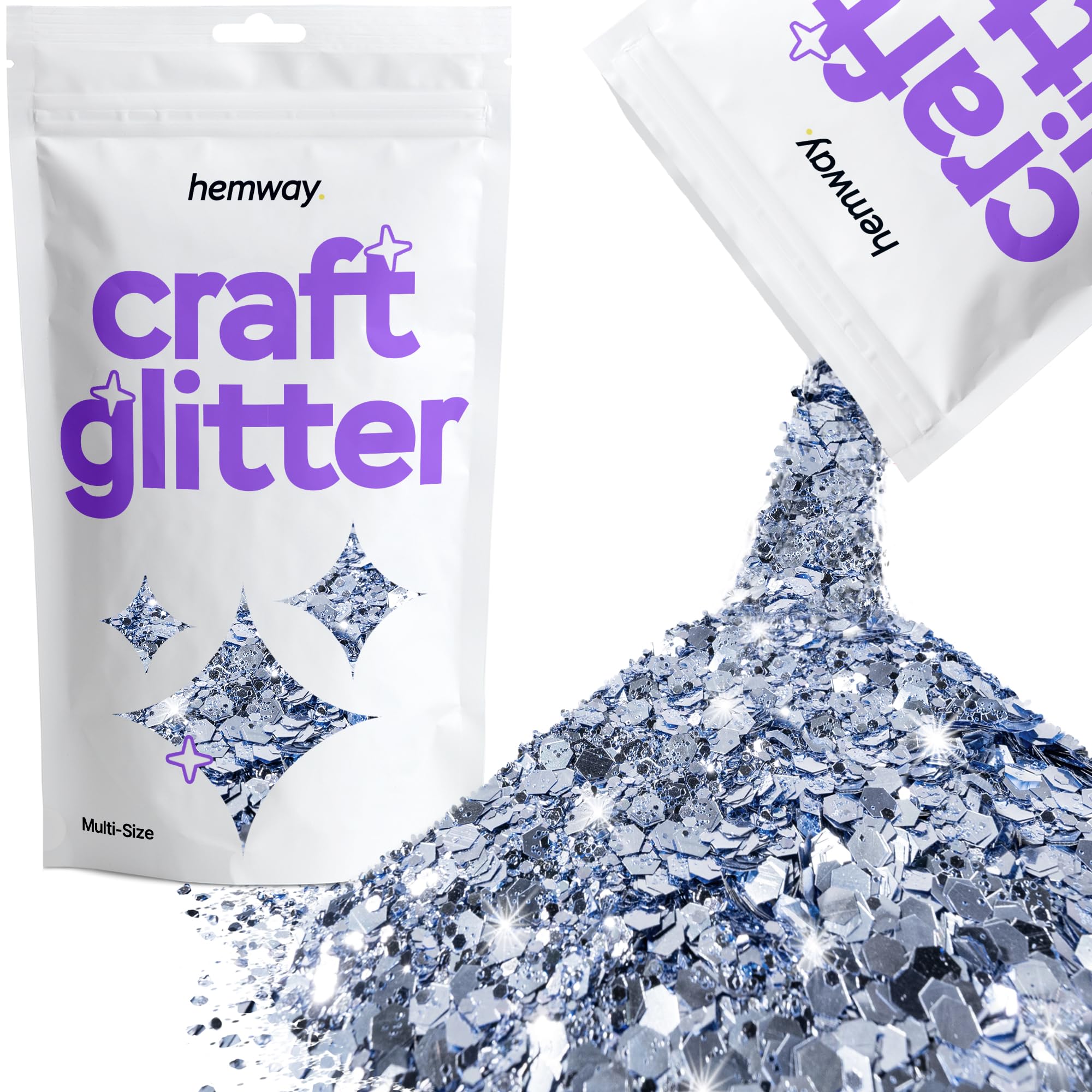 Hemway Craft Glitter Azure Blue 100g Multi Size Glitter for Crafts, Resin, Cosmetic, Nail, Face, Body, Festival, Tumblers, Art, Candle, Crafting