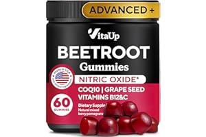 VitaUp Beet Root Gummies – Beet Gummies – Red Beets Supplements with Beetroot, Grape Seed, Coq10, Vitamin C & B12 – 60 Beet Chews
