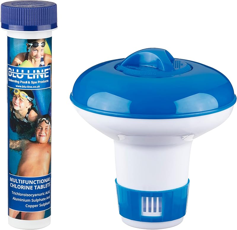 Blu-Line Small Floating Chlorine Dispenser with 10 x 20g Tablets + Free Test