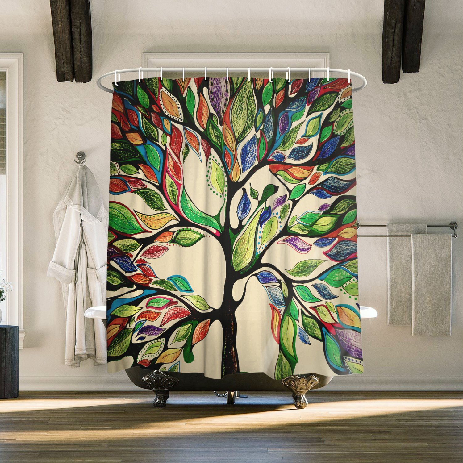 Extra Long 72 x 84 Inch Bathroom Shower Curtain, Tree of Life