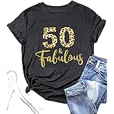 LAZYCHILD 50th Birthday Gifts for Women Fifty Birthday Shirts 50 Years Old Birthday Party Short Sleeve Graphic T-Shirt