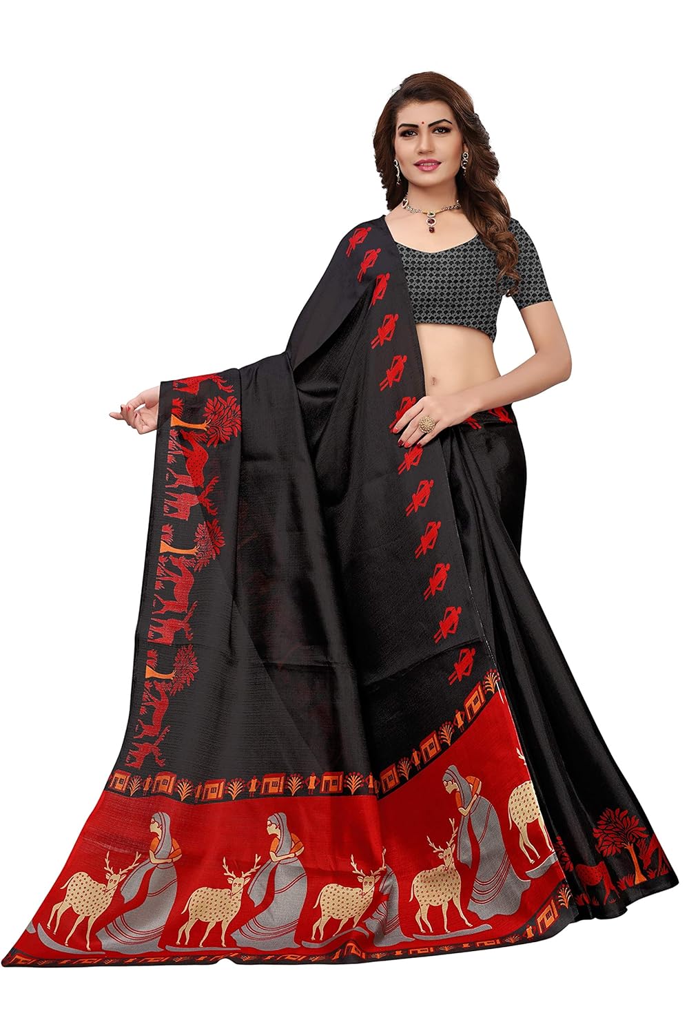 anni designer women's khadi mix fabric saree with blouse