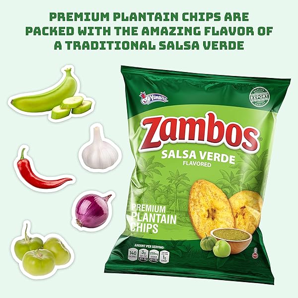 ZAMBOS PLANTAIN CHIPS SALSA VERDE (PACK OF 1)
