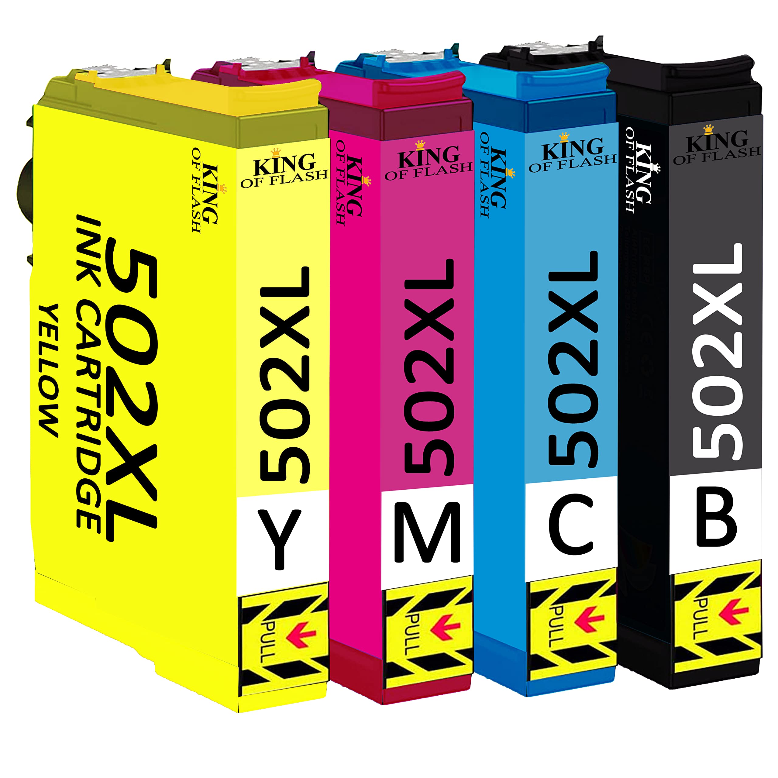 KING OF FLASH 502XL Ink Cartridges Replacement for Epson 502 XL Ink for Use with Epson Expression Home XP-5105 XP-5100 XP-5150 XP-5155 Workforce WF-2860 WF-2865 WF-2880 WF-2885