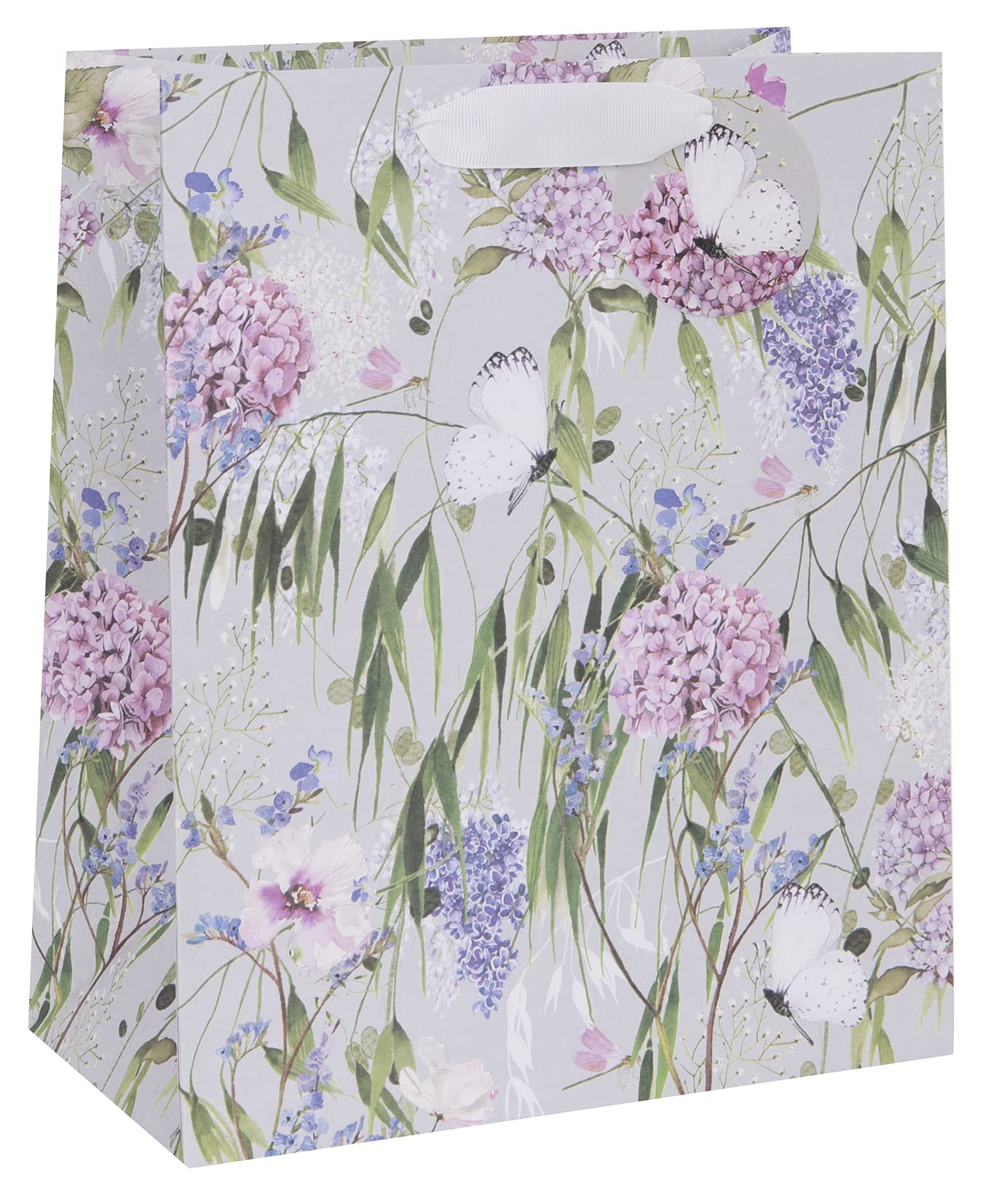 Glick Luxury Large Gift Bag, Stephanie Dyment Cabbage White Butterflies, For Her, 260x315x135mm, White