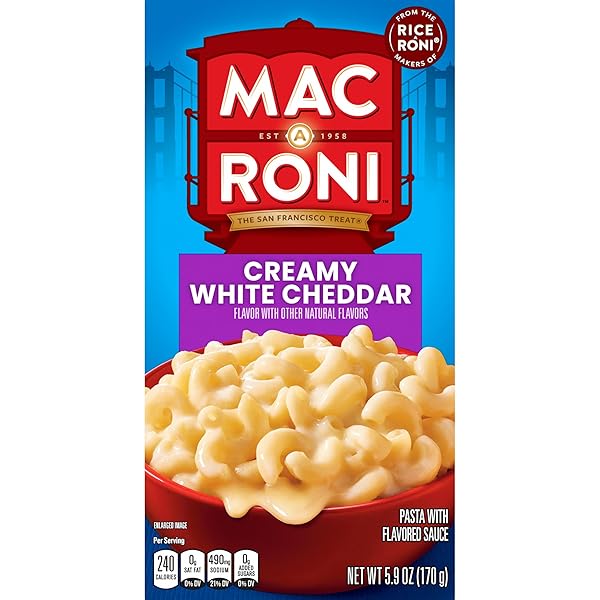 MAC A RONI, WHITE CHEDDAR MACARONI AND CHEESE, 5.9 OZ BOX