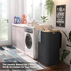 Homykic Laundry Hamper with Lid, 100L Tall Laundry