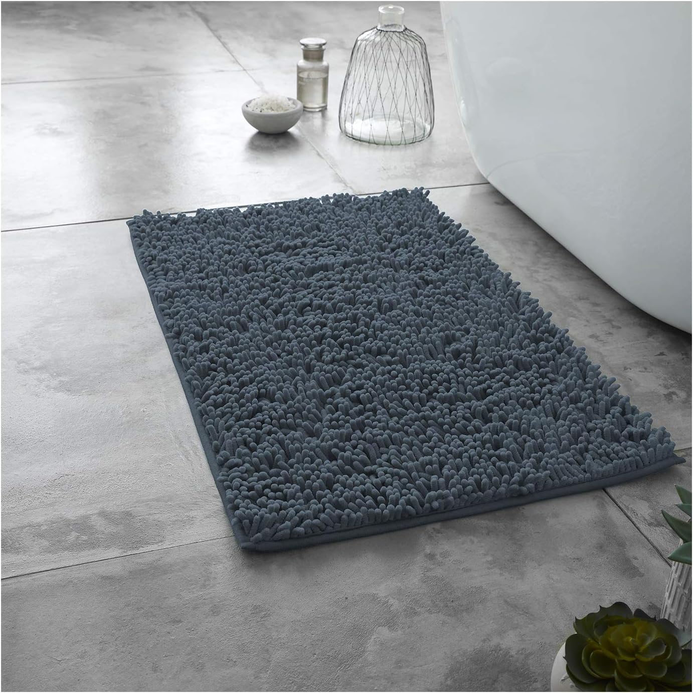 Fairwayuk 2 Piece Bathroom Rugs Set Non Slip Soft Chenille Bath Mats Water Absorbent Shaggy Bath Rugs Slip Resistant Plush Bath Mats For Toilet Shower Bathroom Dark Grey Amazon Co Uk Kitchen Home