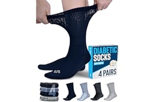 Doctor's Select Diabetic Socks - 4 Pairs Neuropathy Socks for Men & Women
