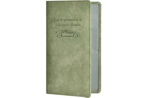 HerriaT Car Registration and Insurance Card Holder - Leather Vehicle Glove Box Automobile Documents Paperwork Wallet Case Organizer for ID, Driver's License, Key Contact Information Cards - Men&Women