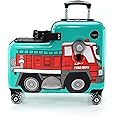 Younglingz Lil Flyer 20" kid ride on suitcase child stroller spinner luggage (Red Firetruck)