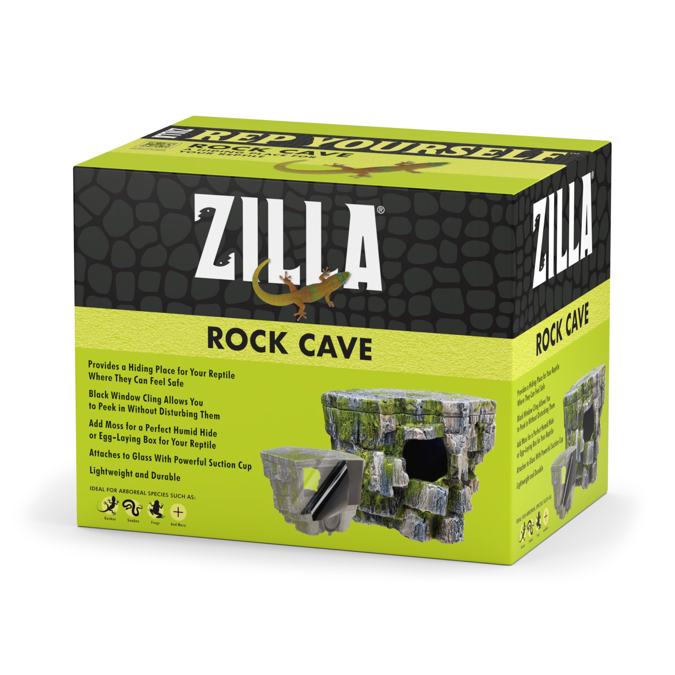 ZILLA Vertical Décor Rock Cave 8.75 x 5.875 x 7.25,Grey