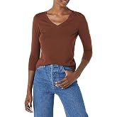 Amazon Essentials Women's Regular-Fit 3/4 Sleeve V-Neck Cotton Modal T-Shirt (Available in Plus Size)