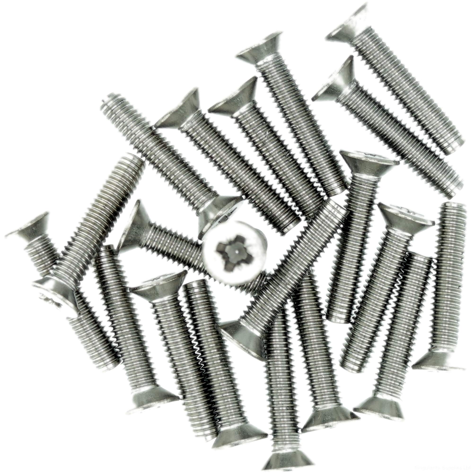 M5 (5mm x 12mm) Pozi Countersunk Thread Rolling Screw - Stainless Steel (A2) (Pack of 20)