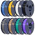 SUNLU 3D Printer Filament, Neatly Wound 250G Spool PLA Filament Bundle, 1.75mm PLA Filament Muticolor, High Compatiblity, 8 Rolls, Black+White+Grey+Burlywood+Purple+Bluegrey+GrassGreen+PureYellow