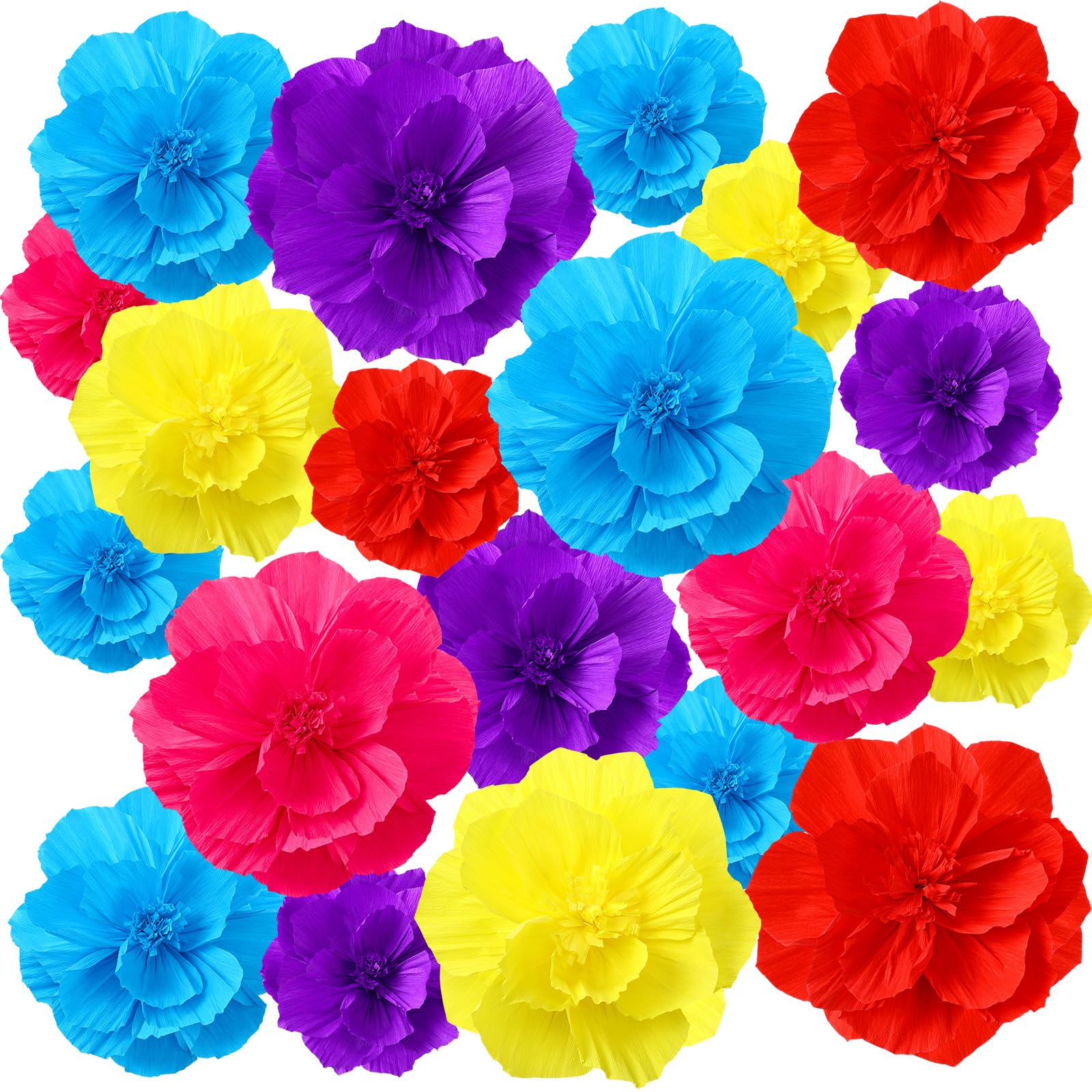 Photo 1 of Hsei 19 Pcs Tissue Paper Flowers Crepe Paper Flowers Large Colorful Fiesta Paper Flowers Mexican Tissue Paper Flowers Decoration for Wedding Wall Decoration(Vivid Color)