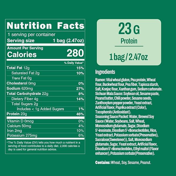 KONJOY HIGH PROTEIN RAMEN (23G), PLANT-BASED VEGAN RAMEN NOODLES WITH SICHUAN MALA SAUCE, NON-GMO, NON-FRIED, LOW FAT, HIGH-PROTEIN HEALTHY MEAL – 5 PACK