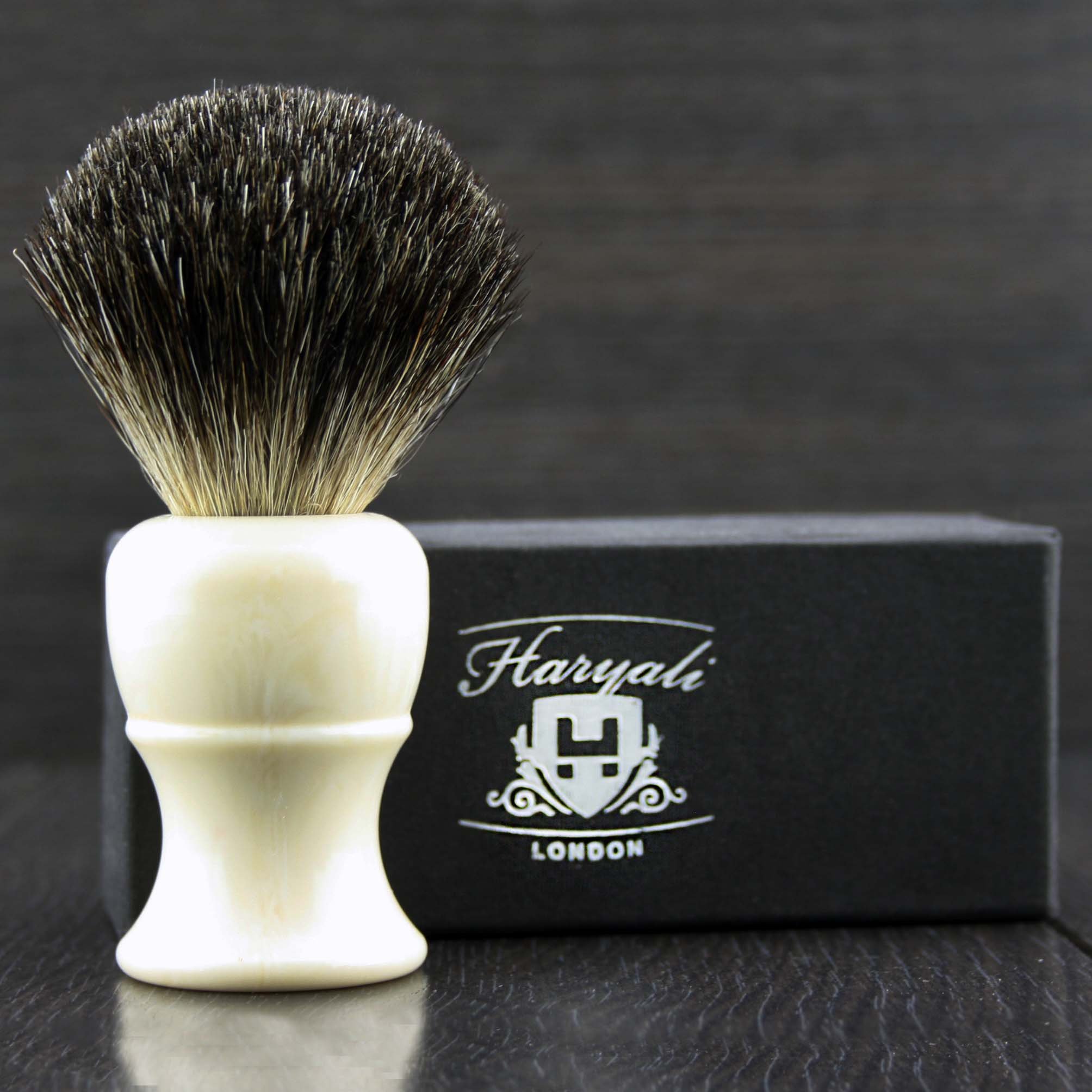 Hand Assembled Black Badger Shaving Brush in High Grade (ABS Plastic Handle) Sophist Collection Elegantly Designed by Haryali London.