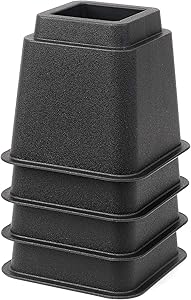 HOME COMPOSER 5 Inch Bed Risers Set of 4, Heavy Duty Adjustable Furniture Riser Lifter for Dorm Bed, Sofa, Table, and Chair [3.9 inch Width, Black]