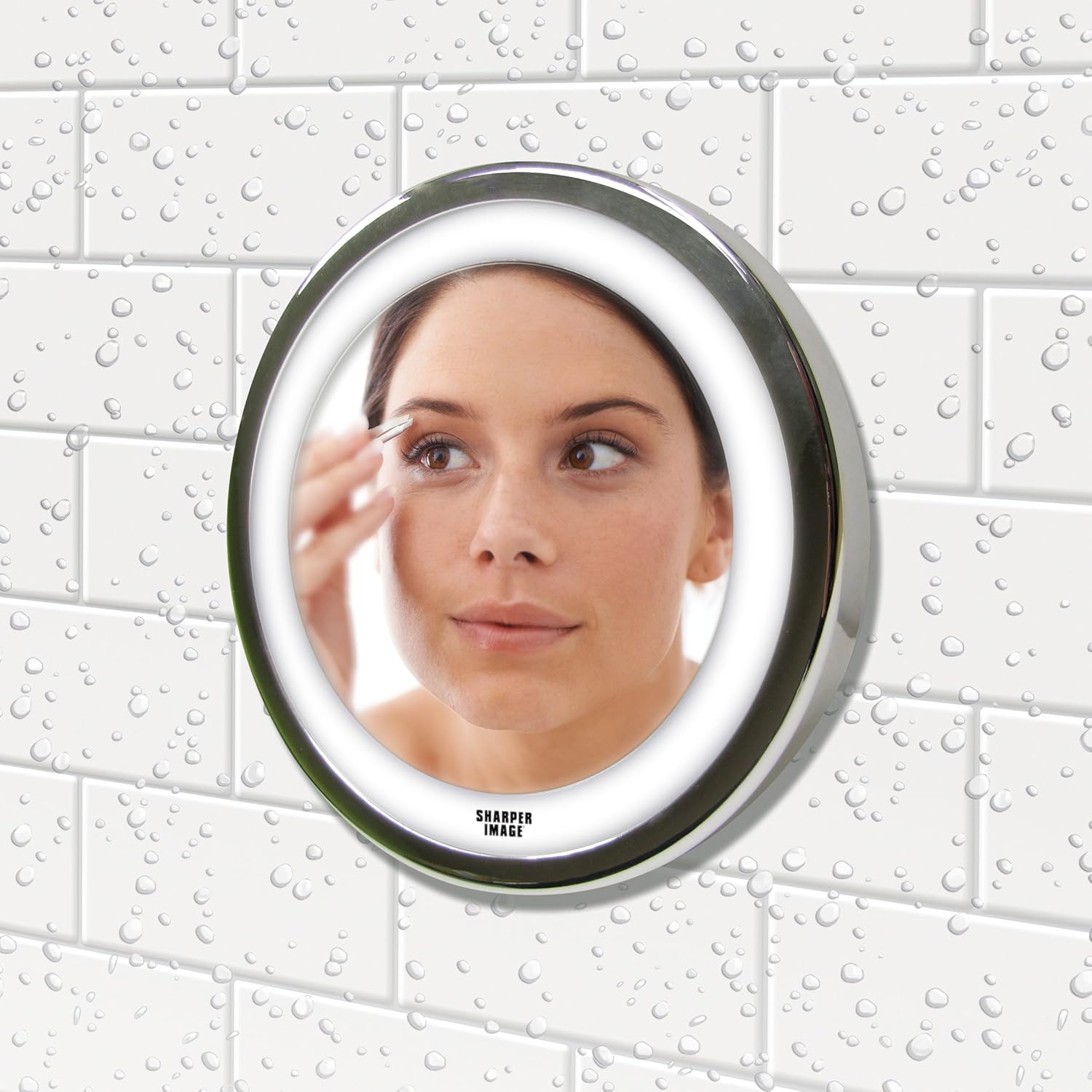 Sharper Image LED Anti-Fog Shower Mirror, Silver -