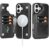 SkyEagle Compatible with Magsafe for iPhone 17 Wallet Case with Card Holder,Women Men Phone Case PU Leather Kickstand Flip Folio Protective Cover Credit Card Slots,for Apple 17 6.3",Black